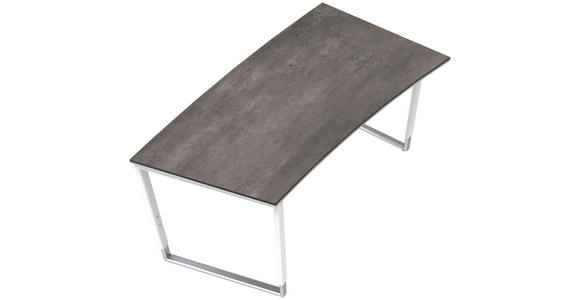 SCHREIBTISCH 200/100/68-82 cm  in Grau, Weiß, Alufarben  - Alufarben/Weiß, Design, Holzwerkstoff/Metall (200/100/68-82cm) - Moderano