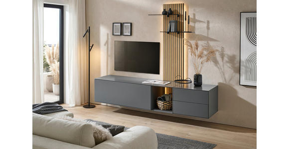 WOHNWAND  in Anthrazit, Eichefarben  221/160/50 cm  - Eichefarben/Anthrazit, Design, Glas/Holz (221/160/50cm) - Dieter Knoll