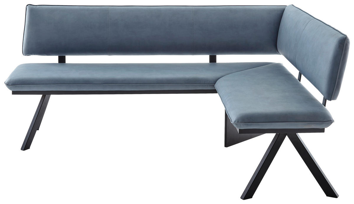 ECKBANK 205/165 cm beschichtet Schwarz, Hellblau   - Schwarz/Hellblau, MODERN, Textil/Metall (205/165cm) - Cantus
