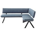 ECKBANK 180/140 cm beschichtet Schwarz, Hellblau   - Schwarz/Hellblau, MODERN, Textil/Metall (180/140cm) - Cantus