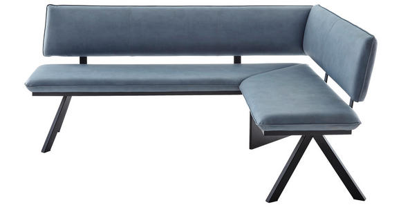 ECKBANK 190/150 cm in Schwarz, Hellblau - Schwarz/Hellblau, MODERN, Textil/Metall (190/150cm) - Cantus