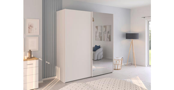 SCHWEBETÜRENSCHRANK  in Weiß  - Weiß, Design, Glas/Holzwerkstoff (201/223/68cm) - Novel