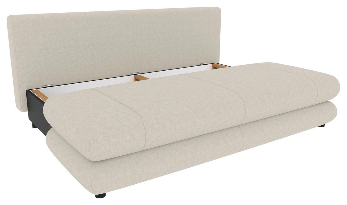 SCHLAFSOFA  mit Liegefunktion, Rücken echt Mikrofaser Creme  - Creme/Schwarz, KONVENTIONELL, Kunststoff/Textil (212/93/90cm) - Carryhome