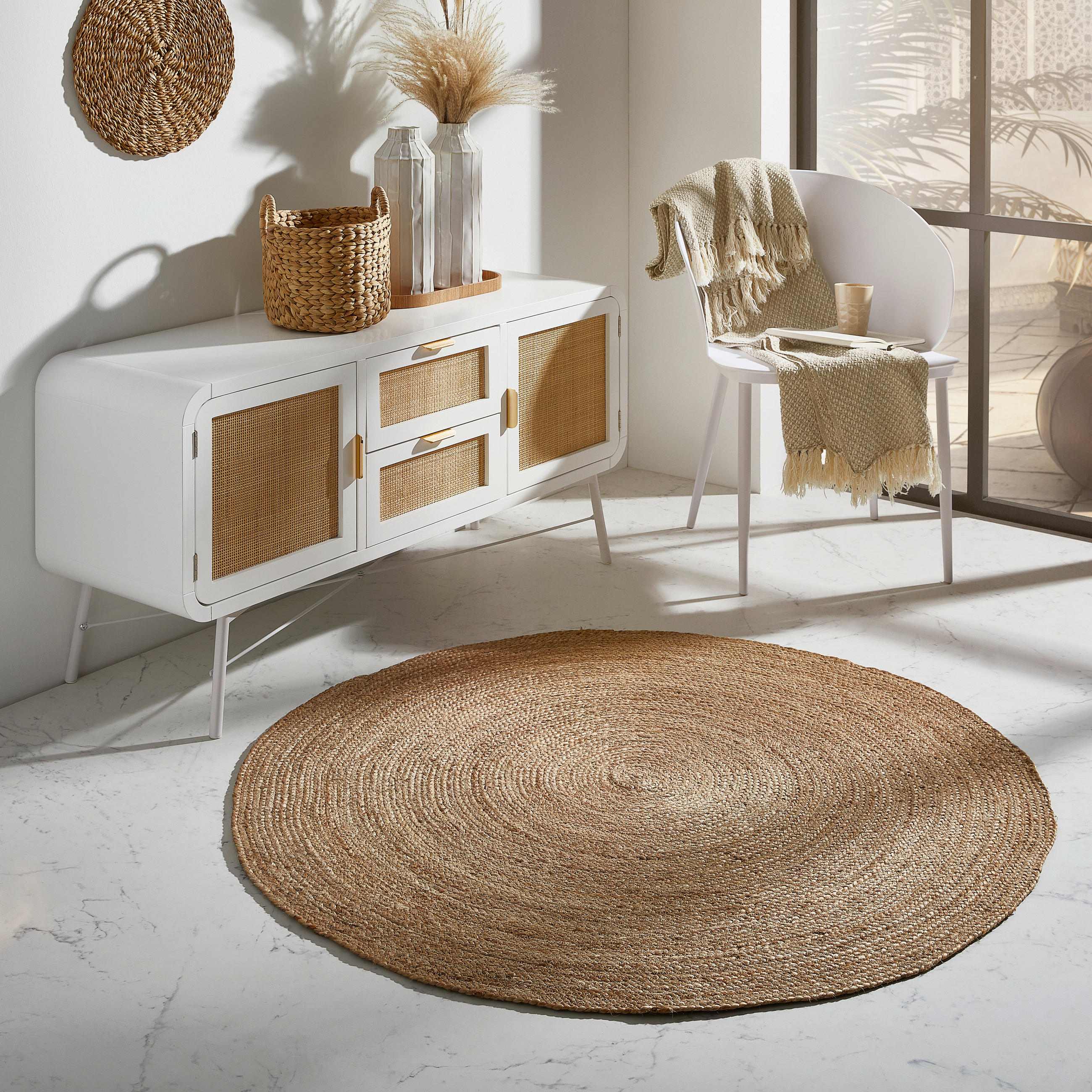 JUTETEPPICH 120 cm Agra Naturfarben  - Naturfarben, Natur, Textil (120cm) - Linea Natura