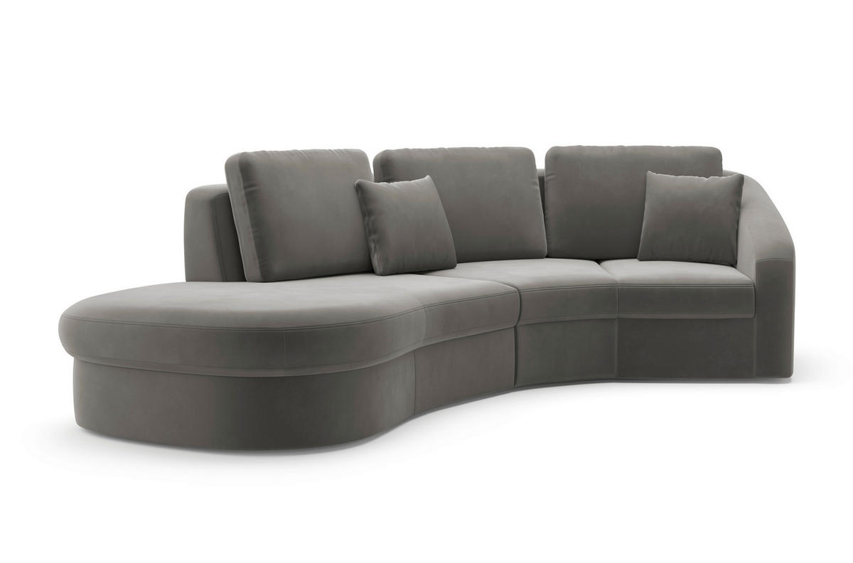ECKSOFA in Samt Grau  - Schwarz/Grau, Modern, Kunststoff/Textil (230/266cm) - Sit & More
