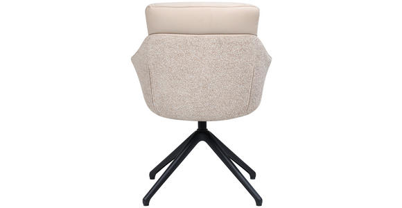 ARMLEHNSTUHL  Sitzfläche 360° drehbar, inklusive Armlehnen, automatische Rückholfunktion Webstoff Echtleder  - Beige/Schwarz, Design, Leder/Textil (62/85,5/65cm) - Dieter Knoll