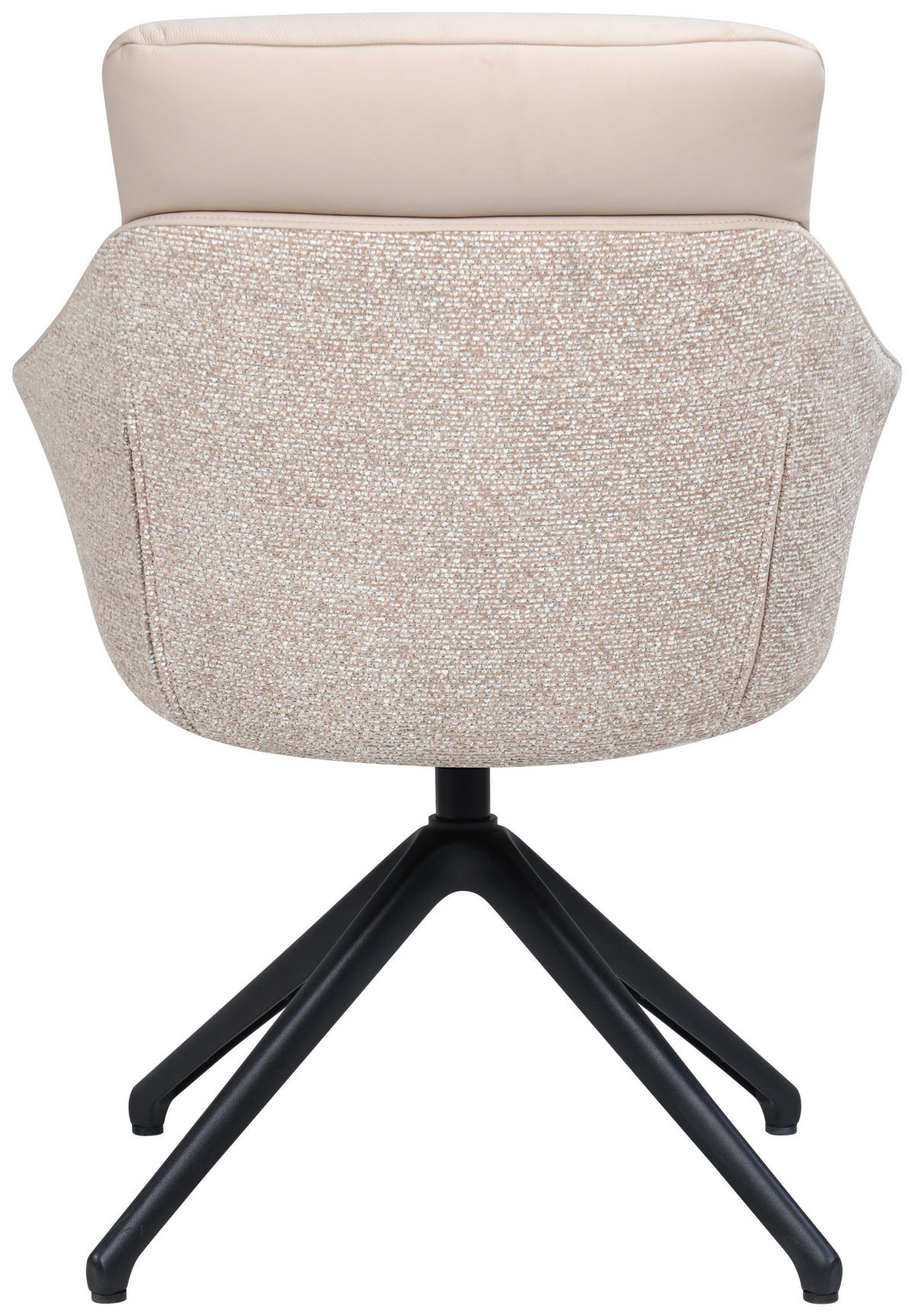 ARMLEHNSTUHL  Sitzfläche 360° drehbar, inklusive Armlehnen, automatische Rückholfunktion Webstoff Echtleder  - Beige/Schwarz, Design, Leder/Textil (62/85,5/65cm) - Dieter Knoll