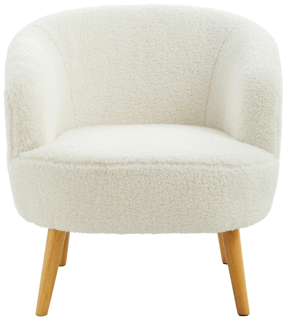 SESSEL Bouclé, Teddystoff Naturfarben, Weiß    - Weiß/Naturfarben, MODERN, Holz/Textil (74/71/72cm) - Livetastic