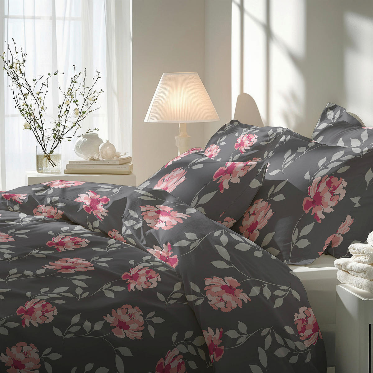 BETTWÄSCHE 2-teilig Seersucker 135/200 cm  - Dunkelgrau, Basics, Textil (135/200cm) - Florella