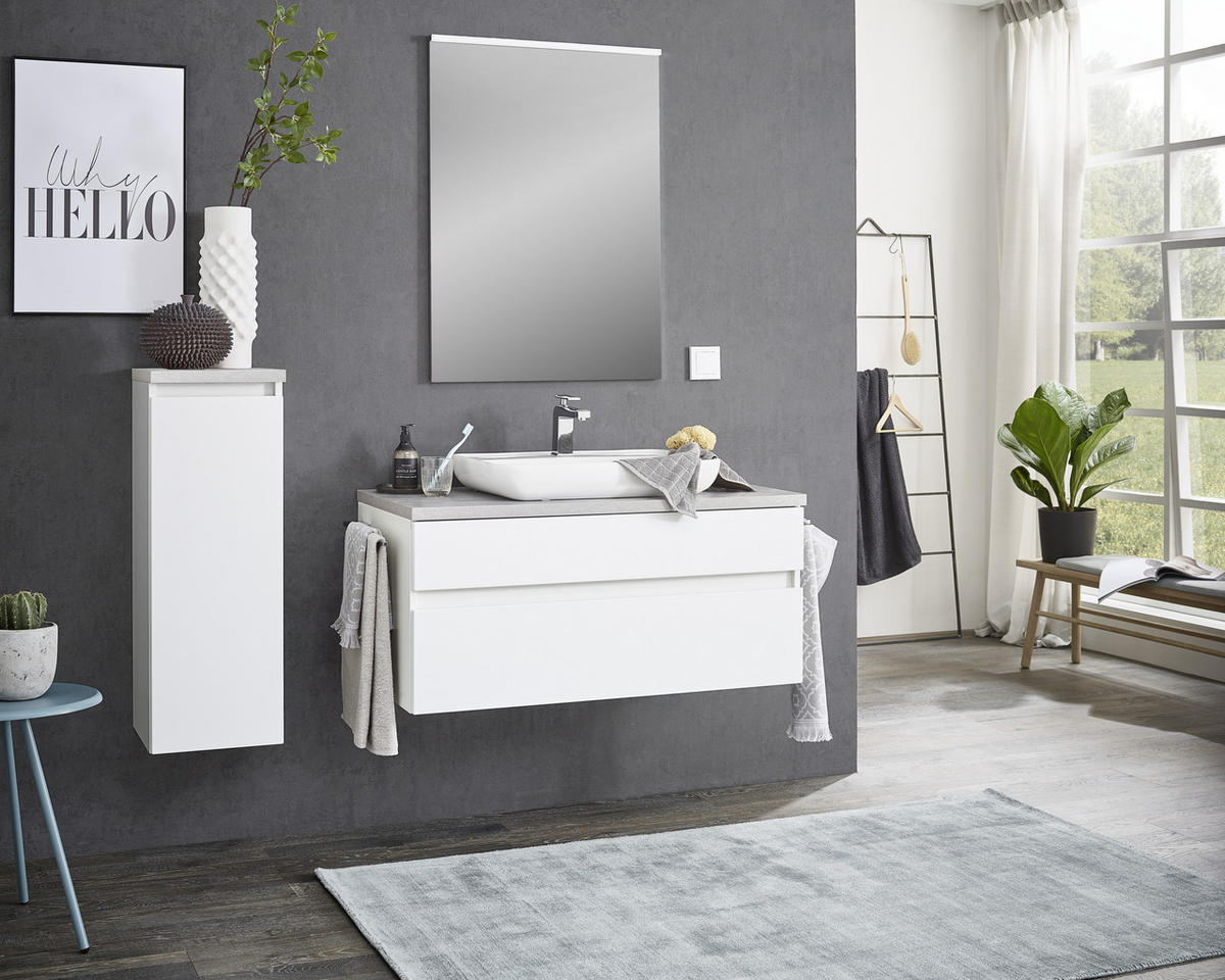 SEITENSCHRANK 30/85,8/30 cm  - Weiss/Eichefarben, Design, Glas/Holzwerkstoff (30/85,8/30cm) - Novel