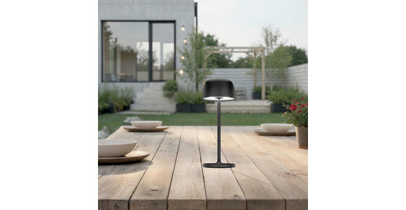 AKKU-TISCHLEUCHTE Las Vegas 10,5/27 cm  - Transparent/Schwarz, Design, Kunststoff/Metall (10,5/27cm) - Novel