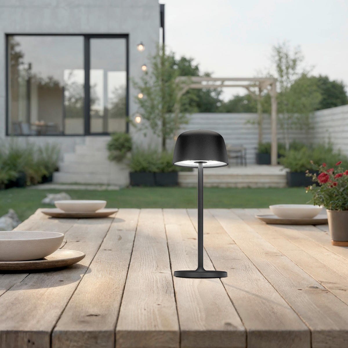 STOLNÍ LAMPA NA BATERIE 10,5/27 cm - černá/průhledné, Design, kov/plast (10,5/27cm) - Novel