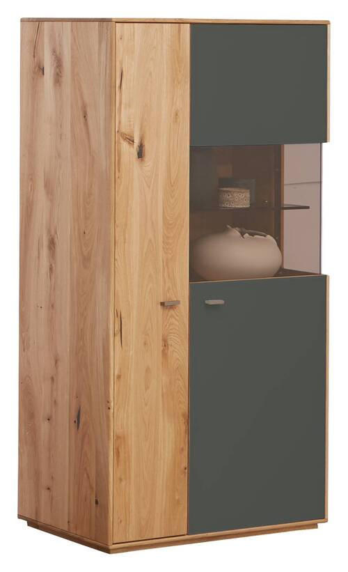 HIGHBOARD Grau, Eichefarben  75/139/40 cm  - Eichefarben/Schwarz, Design, Glas/Holz (75/139/40cm) - Waldwelt