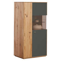 HIGHBOARD Grau, Eichefarben  75/139/40 cm  - Eichefarben/Schwarz, Design, Glas/Holz (75/139/40cm) - Waldwelt