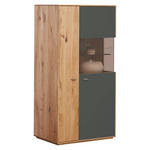 HIGHBOARD  in 75/139/40 cm  - Eichefarben/Schwarz, Design, Glas/Holz (75/139/40cm) - Waldwelt