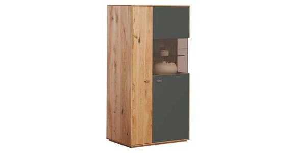 HIGHBOARD in 75/139/40 cm - Eichefarben/Schwarz, Design, Glas/Holz (75/139/40cm) - Waldwelt