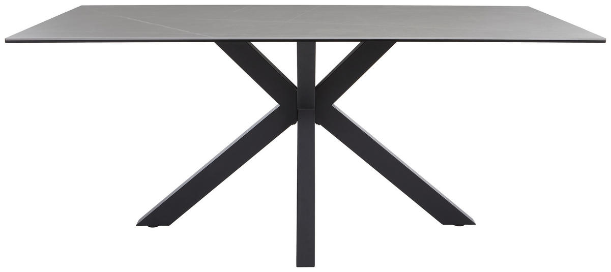 ESSTISCH in Metall, Glas, Keramik 180/90/76 cm  - Schwarz/Grau, Design, Glas/Keramik (180/90/76cm) - Novel
