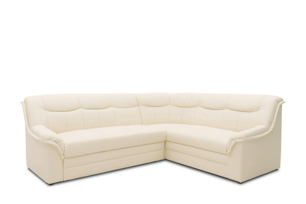 ECKSOFA BERLIN FK Beige Lederlook  - Beige/Schwarz, KONVENTIONELL, Kunststoff/Textil (250/205cm) - MID.YOU