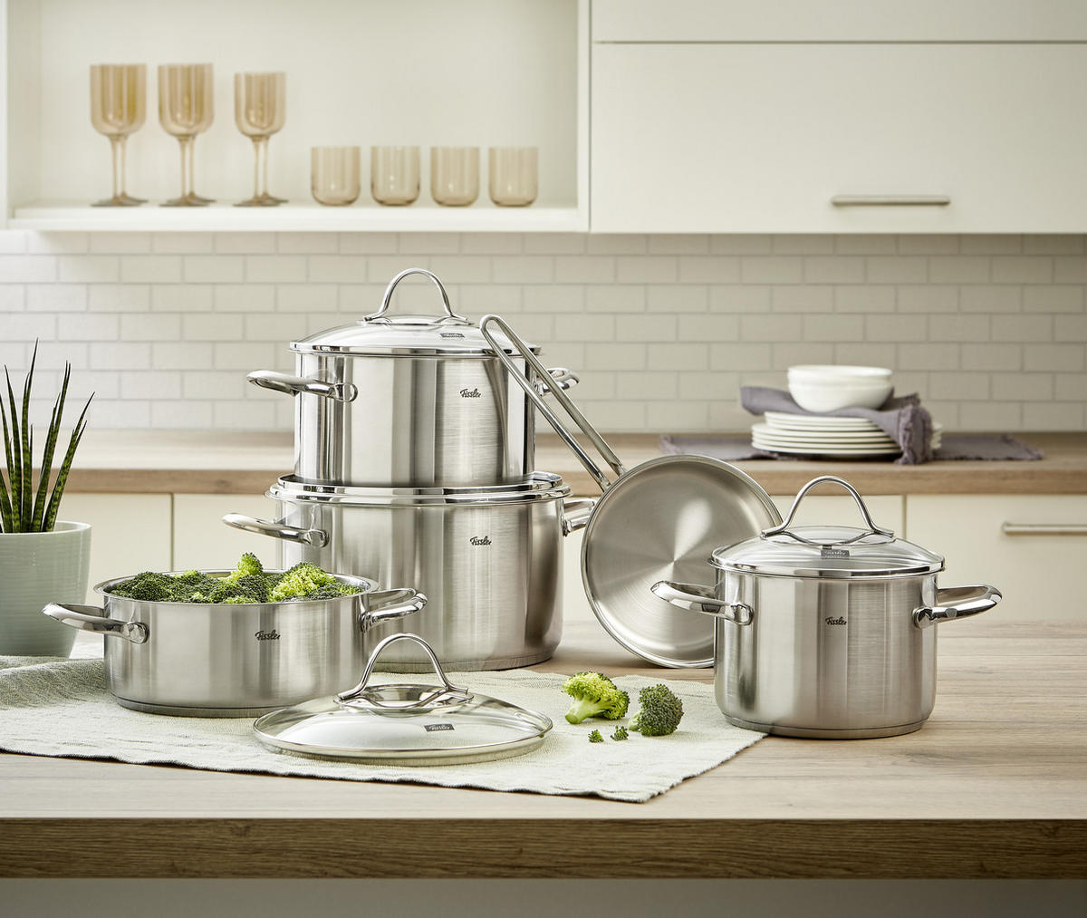 SET POSOD Palermo  - srebrne barve, Basics, kovina/steklo - Fissler