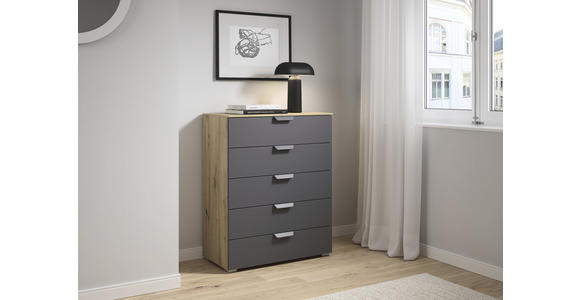 KOMMODE  in 80/100/43 cm  - Dunkelgrau/Eiche Artisan, Design, Holzwerkstoff/Metall (80/100/43cm) - Carryhome