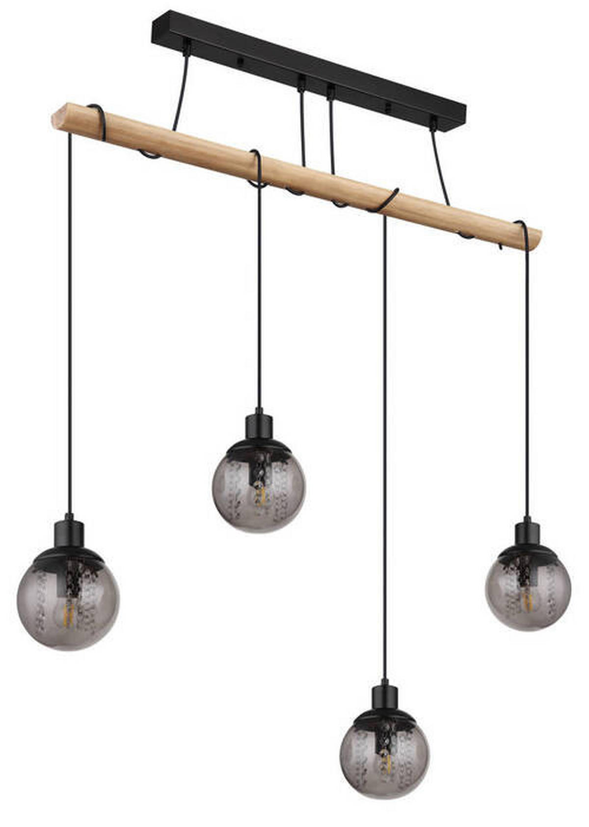 HÄNGLAMPA 95/15/165 cm  - klar/svart, Natur, metall/glas (95/15/165cm) - Globo
