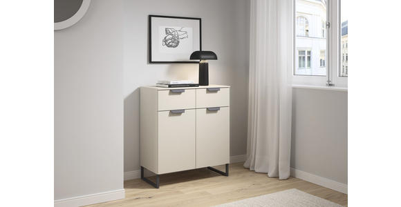 KOMMODE in 80/81/42 cm - Champagner/Dunkelgrau, Design, Holzwerkstoff/Metall (80/81/42cm) - Carryhome