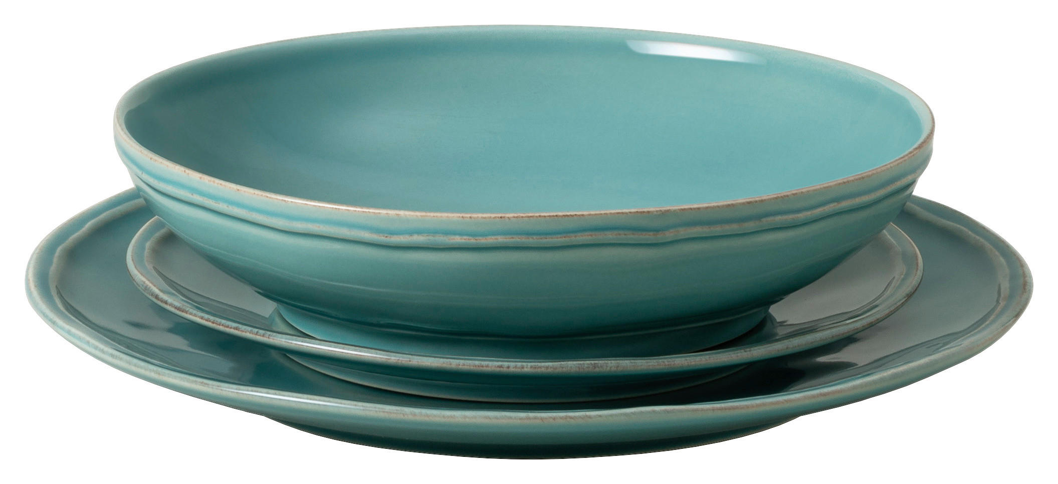 KOMBISERVICE Türkis FONTANA 12-teilig 4 Personen  - Türkis, Basics, Keramik - Costa Nova