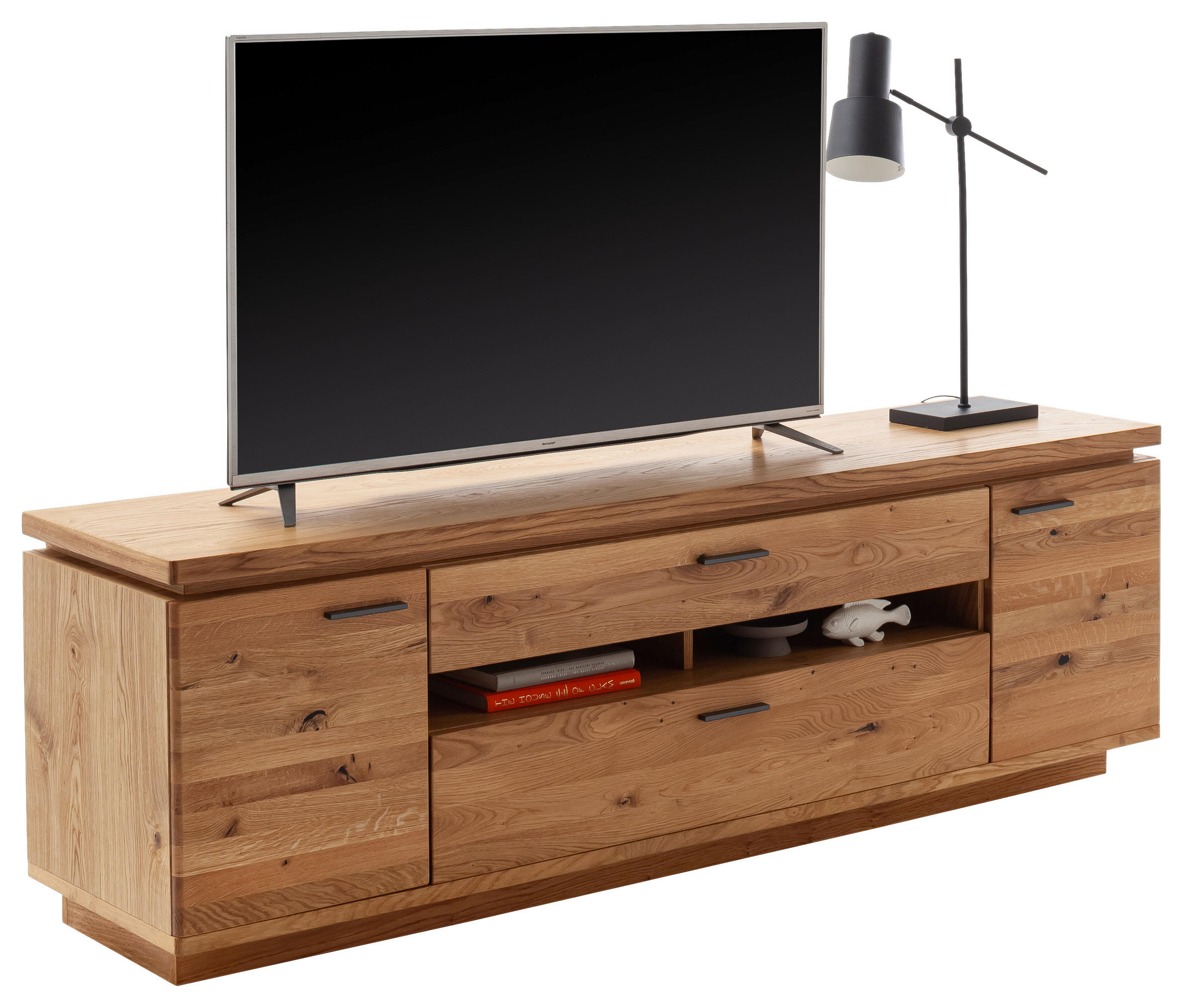NÍZKÁ KOMODA, dub, barvy dubu, 210/68/50 cm - barvy dubu/černá, Natur, kov/dřevo (210/68/50cm) - Linea Natura
