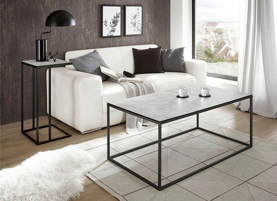 COUCHTISCH Sicherheitsglas 110/60/45 cm rechteckig Grau, Schwarz  - Schwarz/Grau, Design, Glas/Metall (110/60/45cm) - Xora
