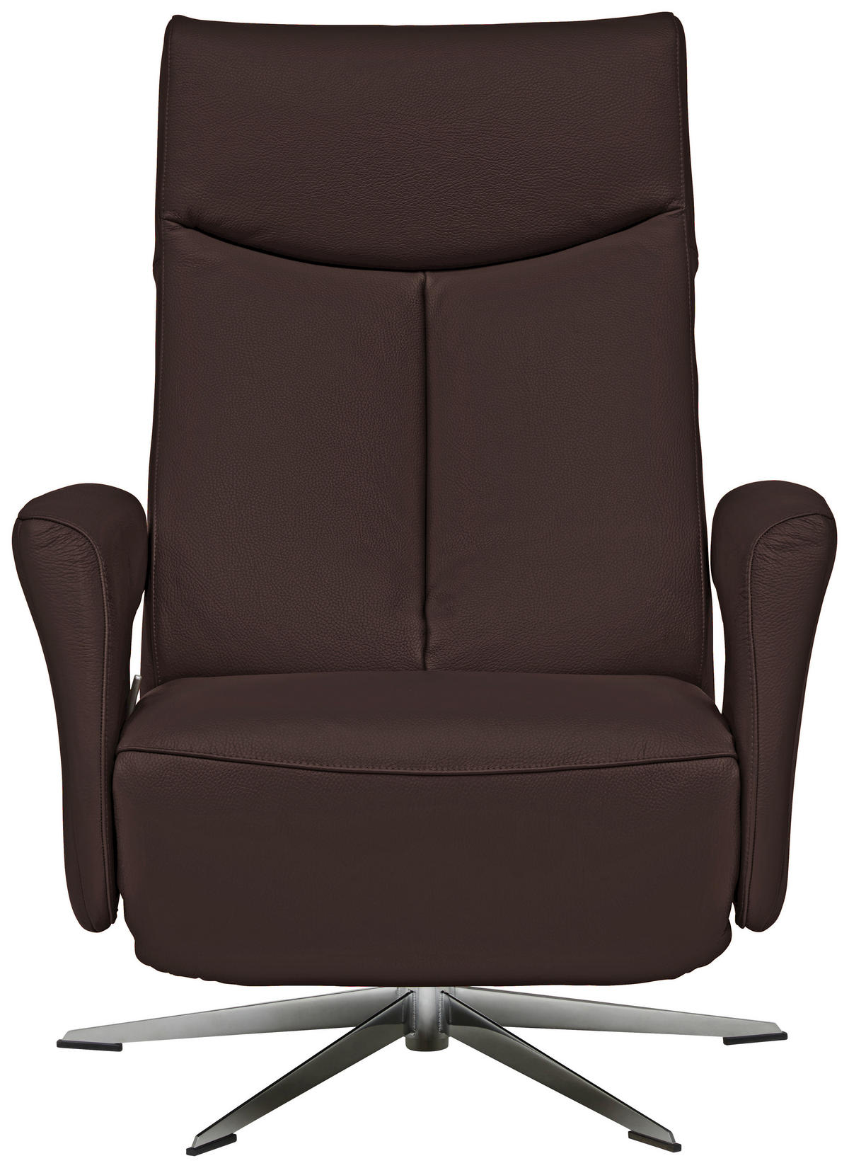 RELAXSESSEL Echtleder Relaxfunktion    - Chromfarben/Dunkelbraun, Design, Leder/Metall (74/105/82cm) - Welnova