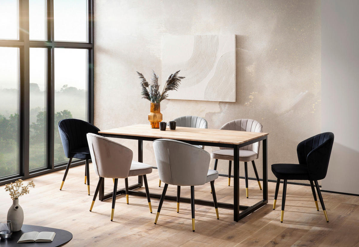 ESSTISCH in Holz 140/80/76 cm  - Schwarz/Akaziefarben, Design, Holz/Metall (140/80/76cm) - MID.YOU