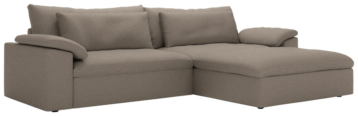 ECKSOFA Flachgewebe Greige  - Greige/Schwarz, Modern, Kunststoff/Textil (306/198cm) - Carryhome