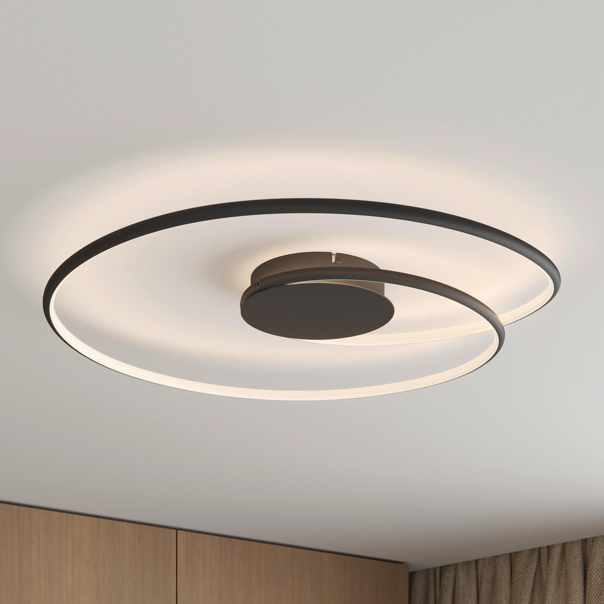 LED-DECKENLEUCHTE Birmingham 67/10 cm   - Schwarz, LIFESTYLE, Kunststoff/Metall (67/10cm) - Novel