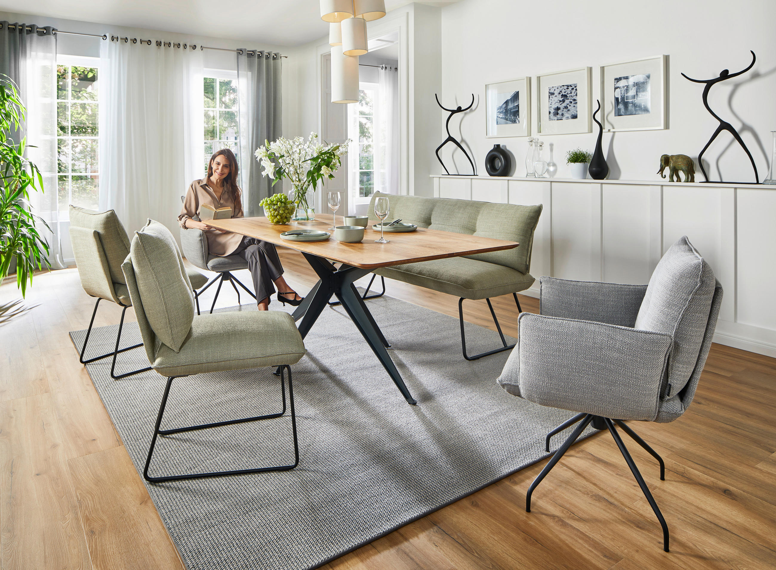 ARMLEHNSTUHL  in Stahl Flachgewebe  - Schwarz/Grau, Design, Textil/Metall (65/90/70cm) - Dieter Knoll
