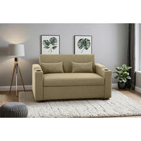 SCHLAFSOFA in Leinenoptik Khaki  - Khaki/Schwarz, Basics, Kunststoff/Textil (150/91/85cm) - P & B