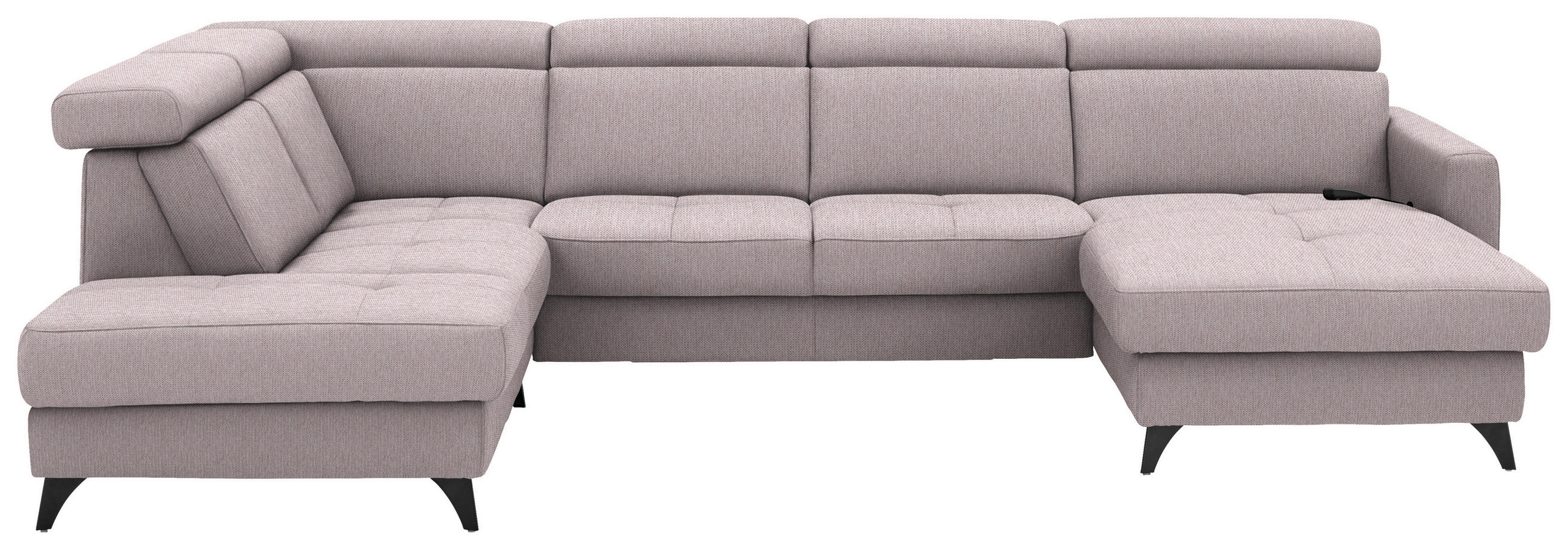 WOHNLANDSCHAFT Flachgewebe Altrosa  - Schwarz/Altrosa, Konventionell, Textil/Metall (215/333/174cm) - Beldomo System