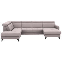 WOHNLANDSCHAFT Flachgewebe Altrosa  - Schwarz/Altrosa, Konventionell, Textil/Metall (215/333/174cm) - Beldomo System