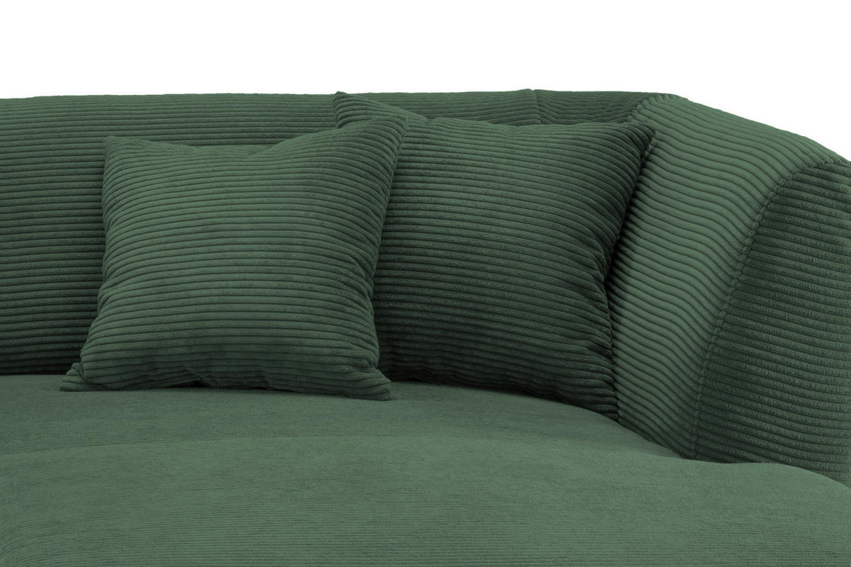 ECKSOFA in Cord Dunkelgrün  - Dunkelgrün/Schwarz, Modern, Holz/Textil (264/160cm) - MID.YOU