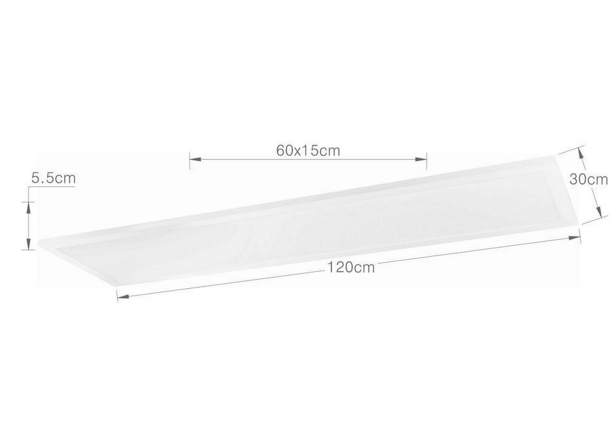 LED-DECKENLEUCHTE 40 W    120/30/5,3 cm  - Weiss/Opal, Design, Kunststoff/Metall (120/30/5,3cm) - Novel
