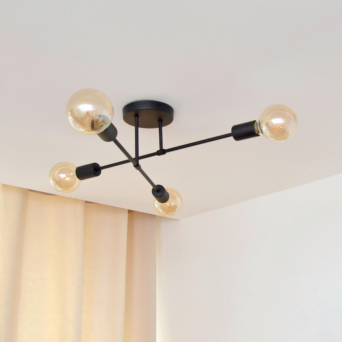 DECKENLEUCHTE 66/66/20 cm  - Schwarz, KONVENTIONELL, Metall (66/66/20cm)