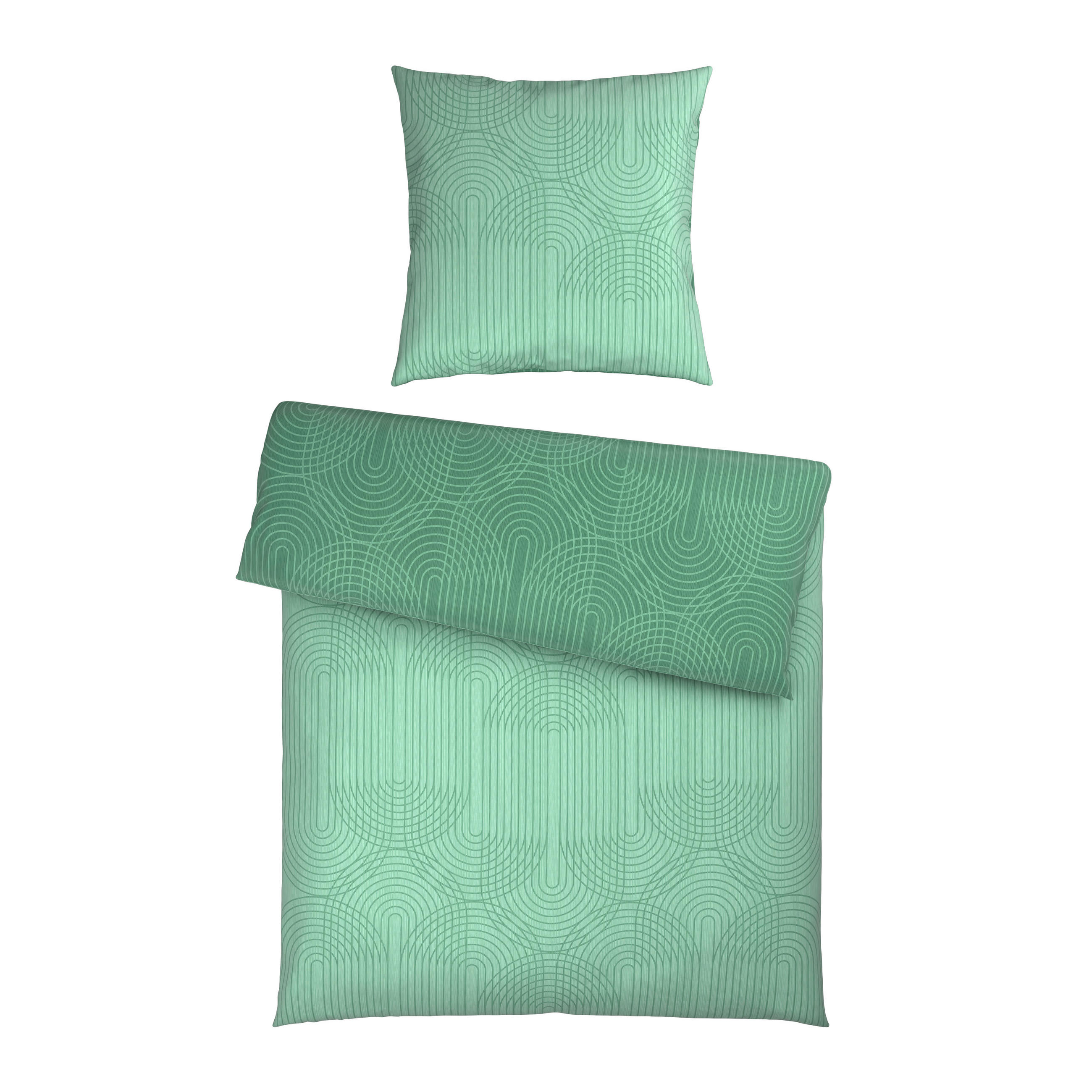 WENDEBETTWÄSCHE 5-teilig TANJA Satin 135/200 cm  - Salbeigrün, KONVENTIONELL, Textil (135/200cm) - Novel