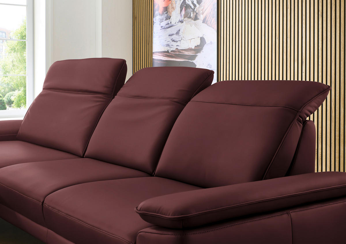 ECKSOFA in Echtleder Brombeere  - Brombeere/Schwarz, Design, Leder/Metall (193/332cm) - Dieter Knoll