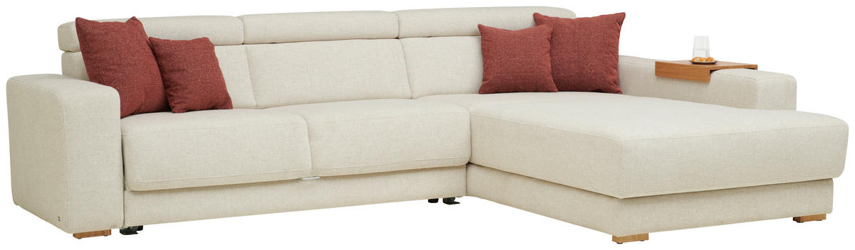 ECKSOFA Naturfarben Chenille  - Eichefarben/Naturfarben, Design, Textil (316/206cm) - Sedda
