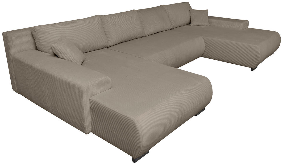 WOHNLANDSCHAFT Taupe Cord  - Taupe/Schwarz, KONVENTIONELL, Textil/Metall (191/351/191cm) - Carryhome