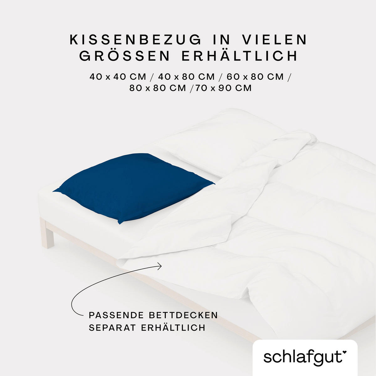KOPFPOLSTERBEZUG WOVEN SATIN 80/80 cm  - Dunkelblau, Basics, Textil (80/80cm) - Schlafgut