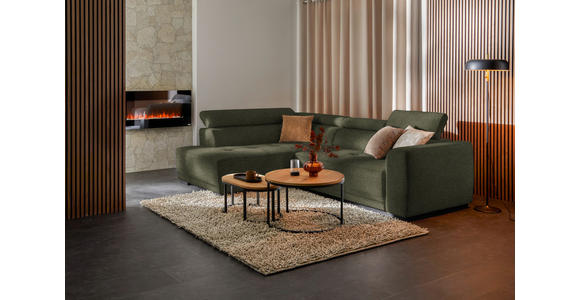 ECKSOFA in Struktur Olivgrün 205/284 cm - Schwarz/Olivgrün, Design, Kunststoff/Textil (205/284cm) - Xora