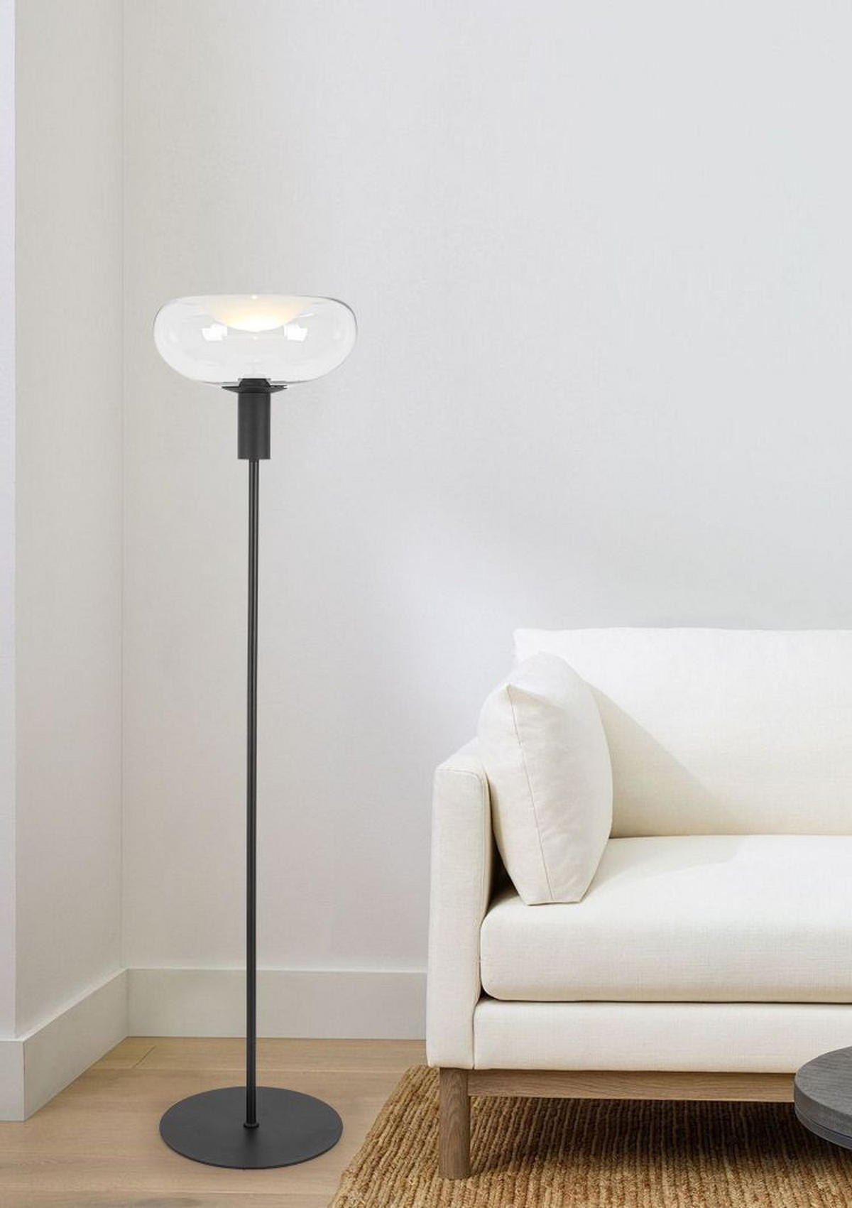 STEHLEUCHTE 37/155 cm    - Schwarz, Design, Glas/Metall (37/155cm) - Dieter Knoll