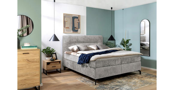BOXSPRINGBETT 180/200 cm,  in Grau, Topper, H3 + H4 = fest + sehr fest  - Schwarz/Grau, Design, Textil/Metall (180/200cm) - Esposa