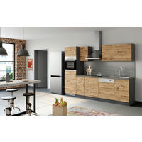 KÜCHENBLOCK 270 cm   in Graphitfarben, Schieferfarben, Eiche Wotan  - Chromfarben/Schieferfarben, MODERN, Holzwerkstoff/Metall (270cm) - Held