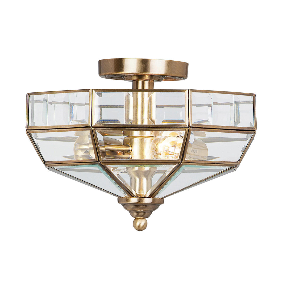 STROPNÉ SVIETIDLO, 32/23 cm  - mosadzná, Natur, kov/sklo (32/23cm) - Elstead Lighting